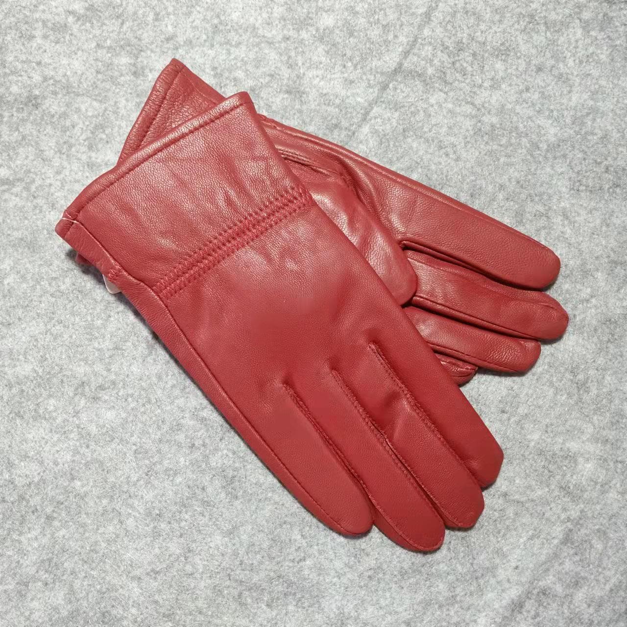 Women's Genuine Leather Winter Cycling Sheepskin Gloves - Korean Style One Size