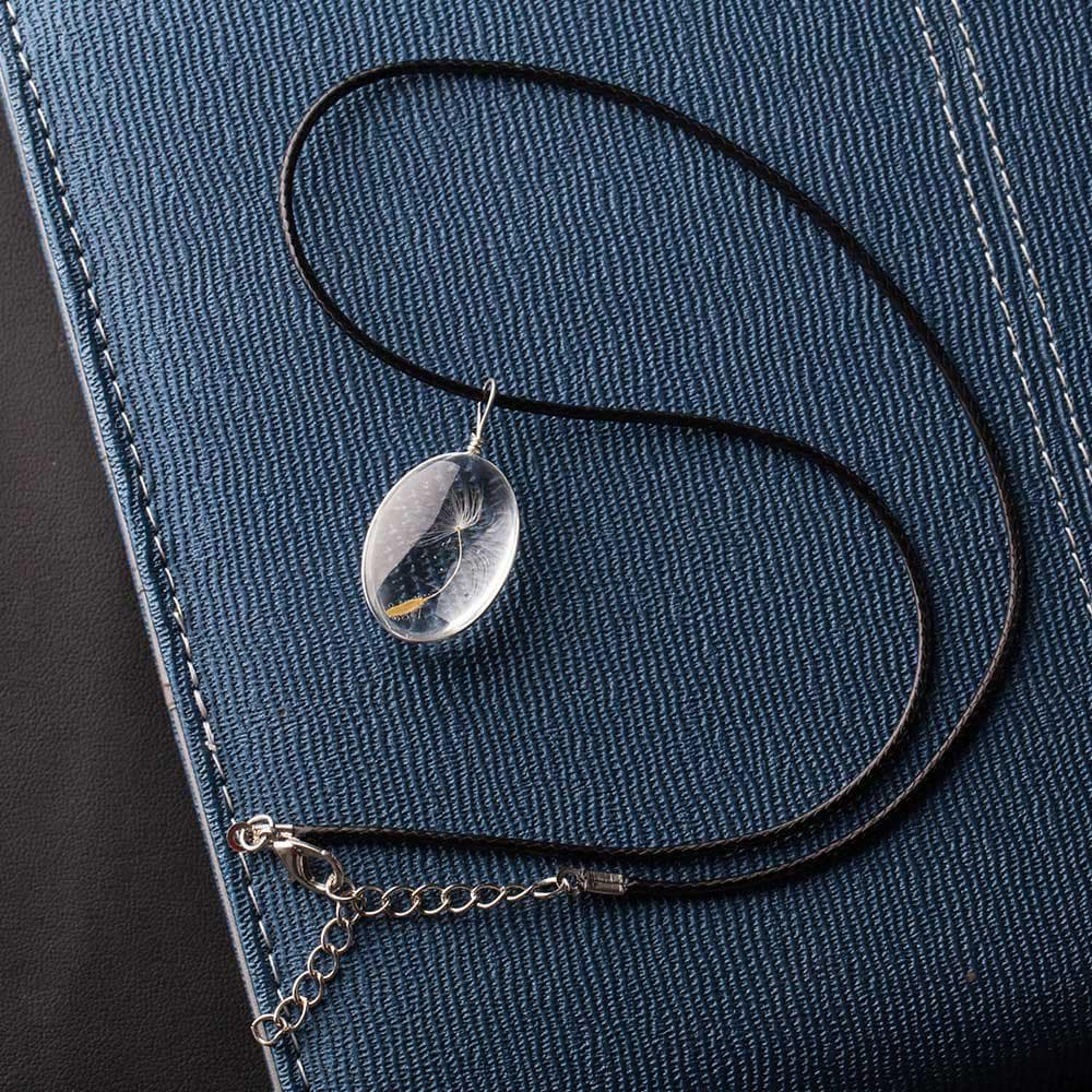 Glass Pendant Necklace Natural Dandelion Seed Wishing Glass Beads Handmade Dandelion Necklace 1