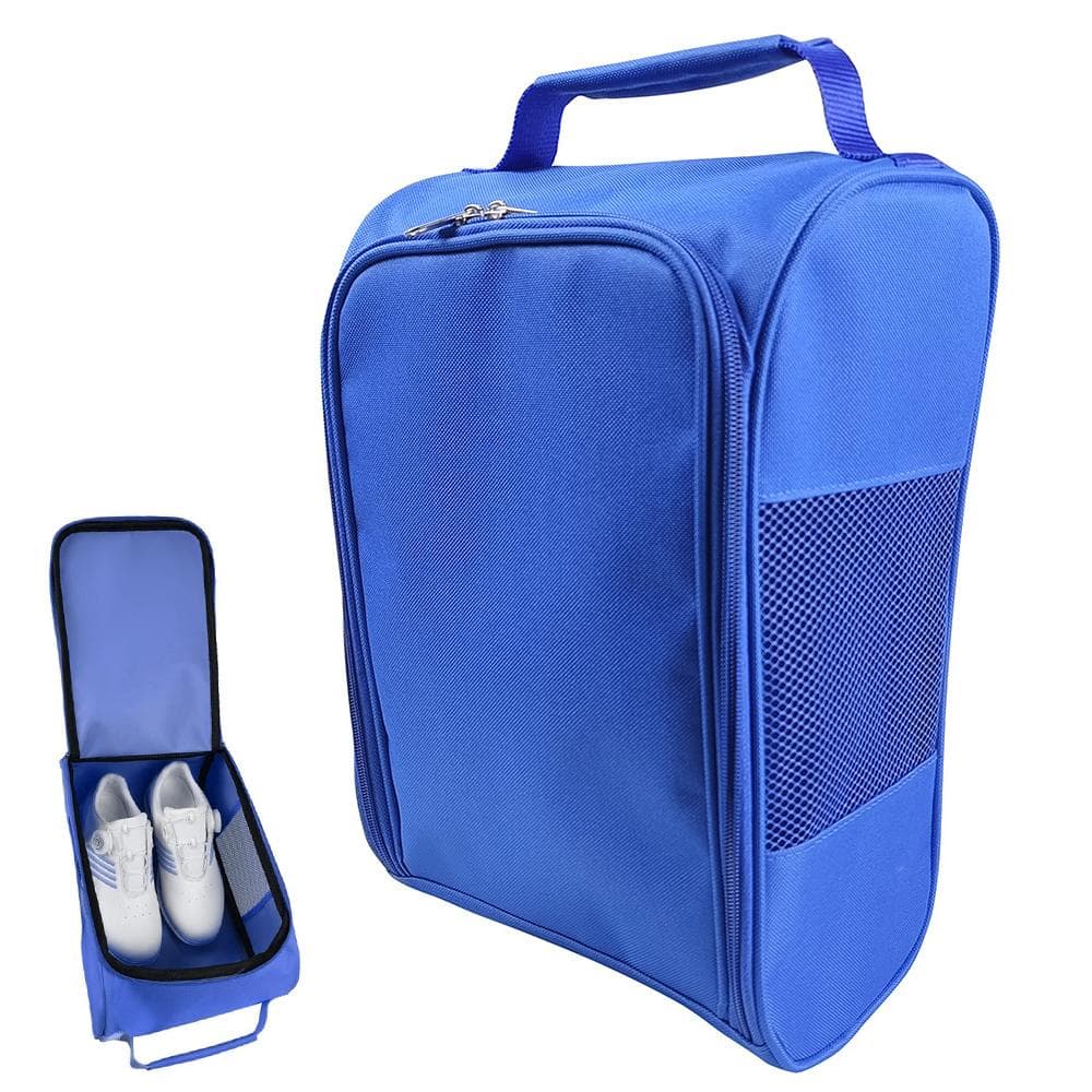 Oxford Cloth Golf Shoe Bag Breathable Sneaker Storage Bag Zippered Golf Sneaker Organizer blue