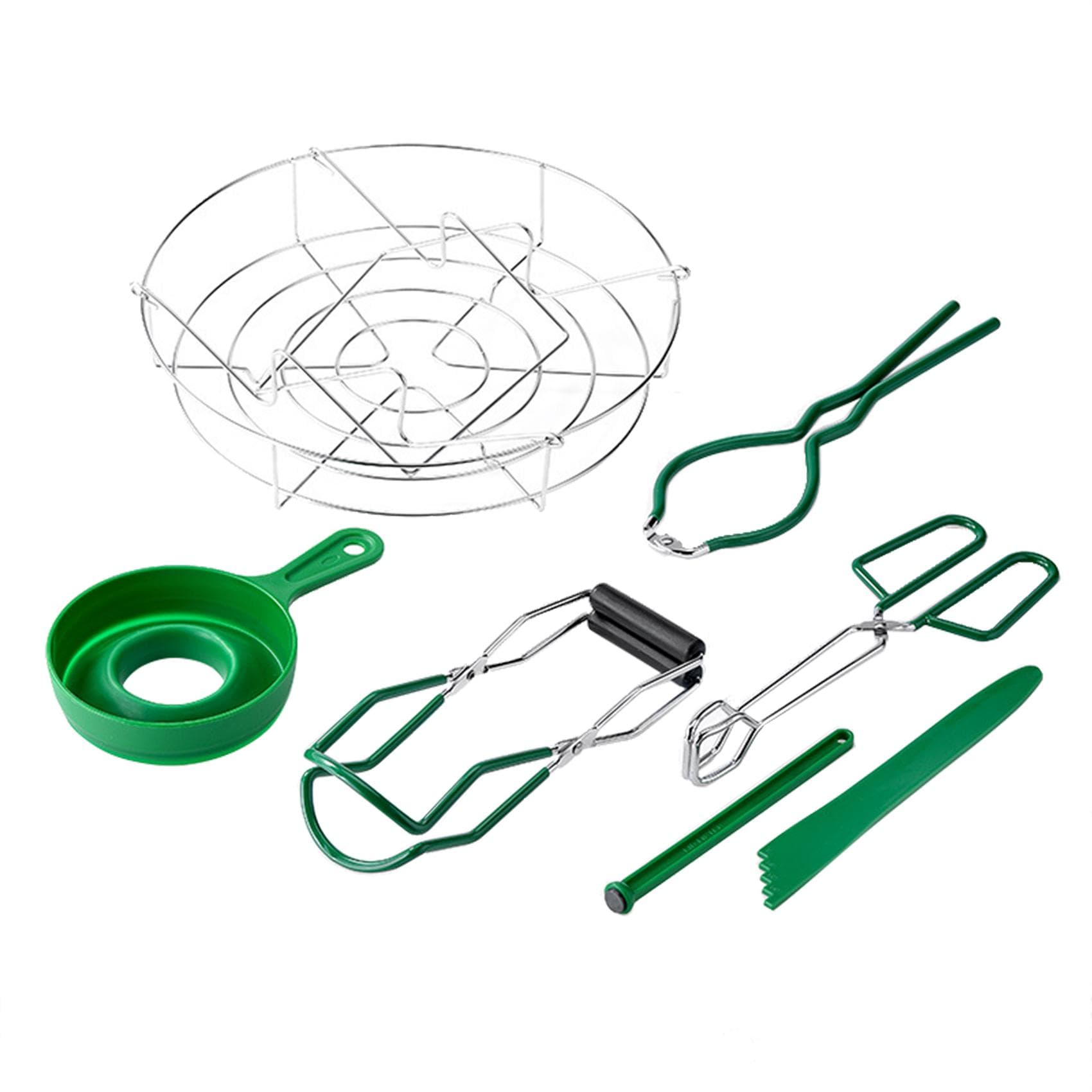 7PCs Professional Canning Kit Canning Funnel Jar Lifter Jar Wrench Kitchen Tongs Bubble Popper Lid green