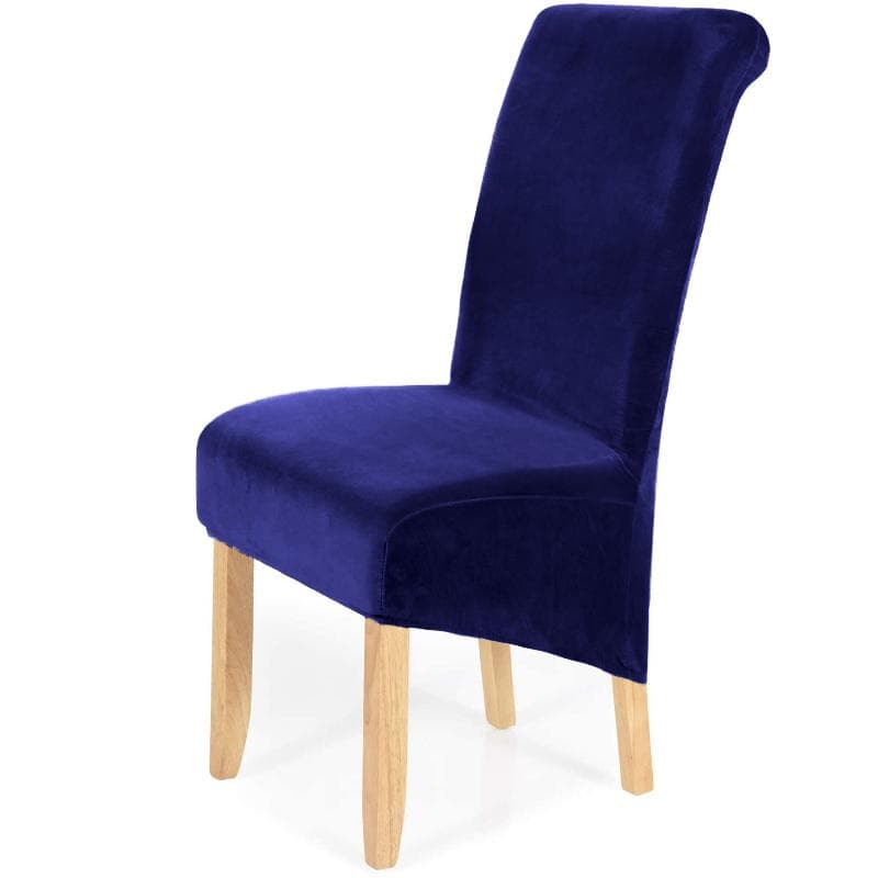 Stretch Velvet Dining Chair Covers Removable Washable Large Soft Dining Chair Slipcovers navy blue