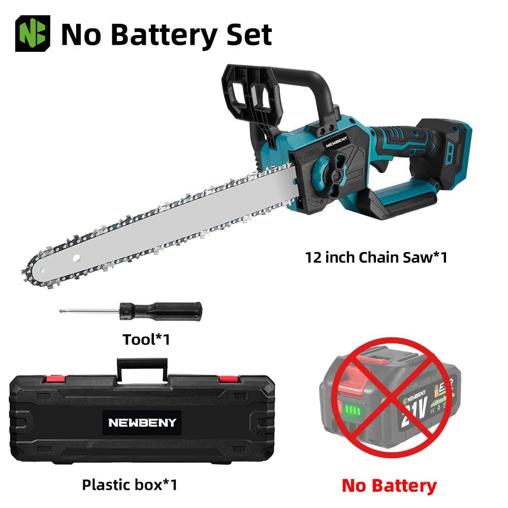 NEWBENY 12 Inch Brushless Electric Chainsaw LED Display Cordless Wood Cutting Garden Logging Saw For Makita 18V Battery Without Battery