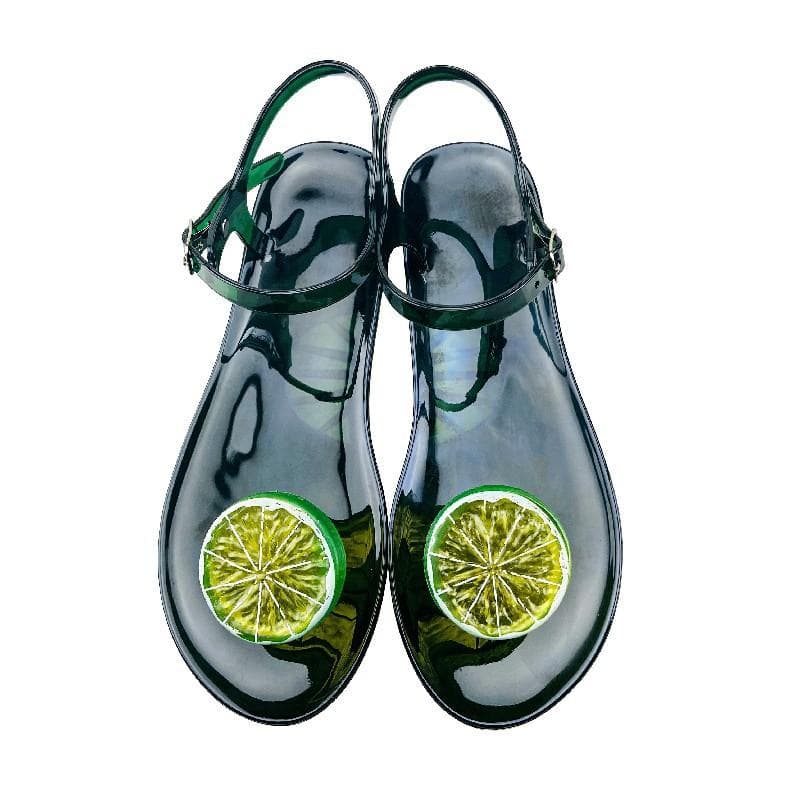 Women's Fruit Jelly Sandals –Clear Soft PVC Summer Slippers, Non-Slip Casual Beach Shoes, Transparent Lemon Sandals 37