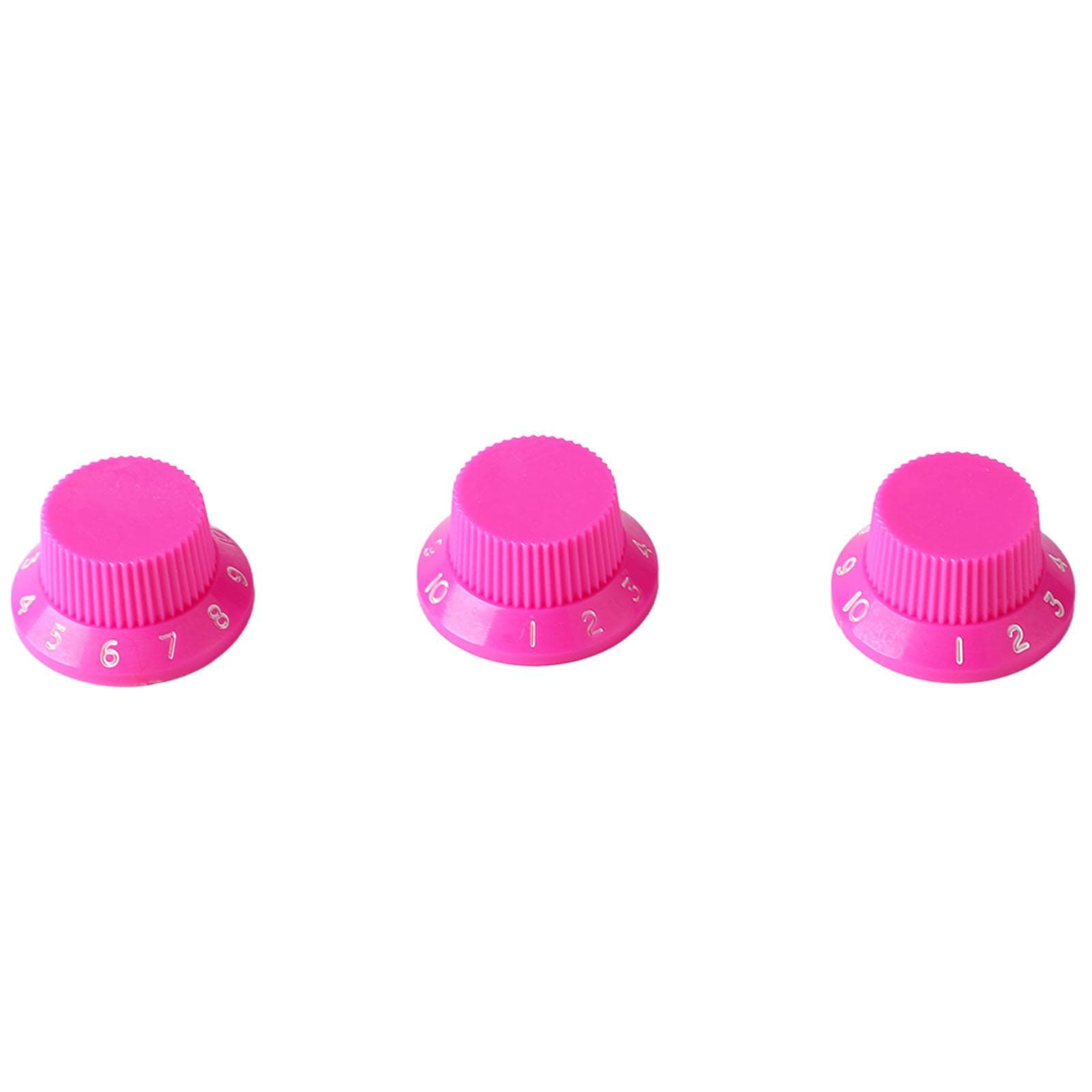 3Pcs Guitar Control Knob Plastic Electric Guitar Top Hat Volume Tone Control Bell Knob Fuchsia white
