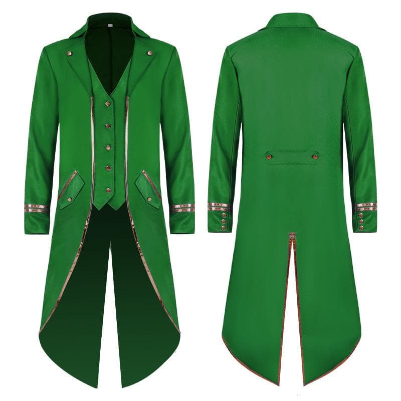 Men's Steampunk Victorian Jacket Gothic Tailcoat Costume Vintage Tuxedo Coats S green