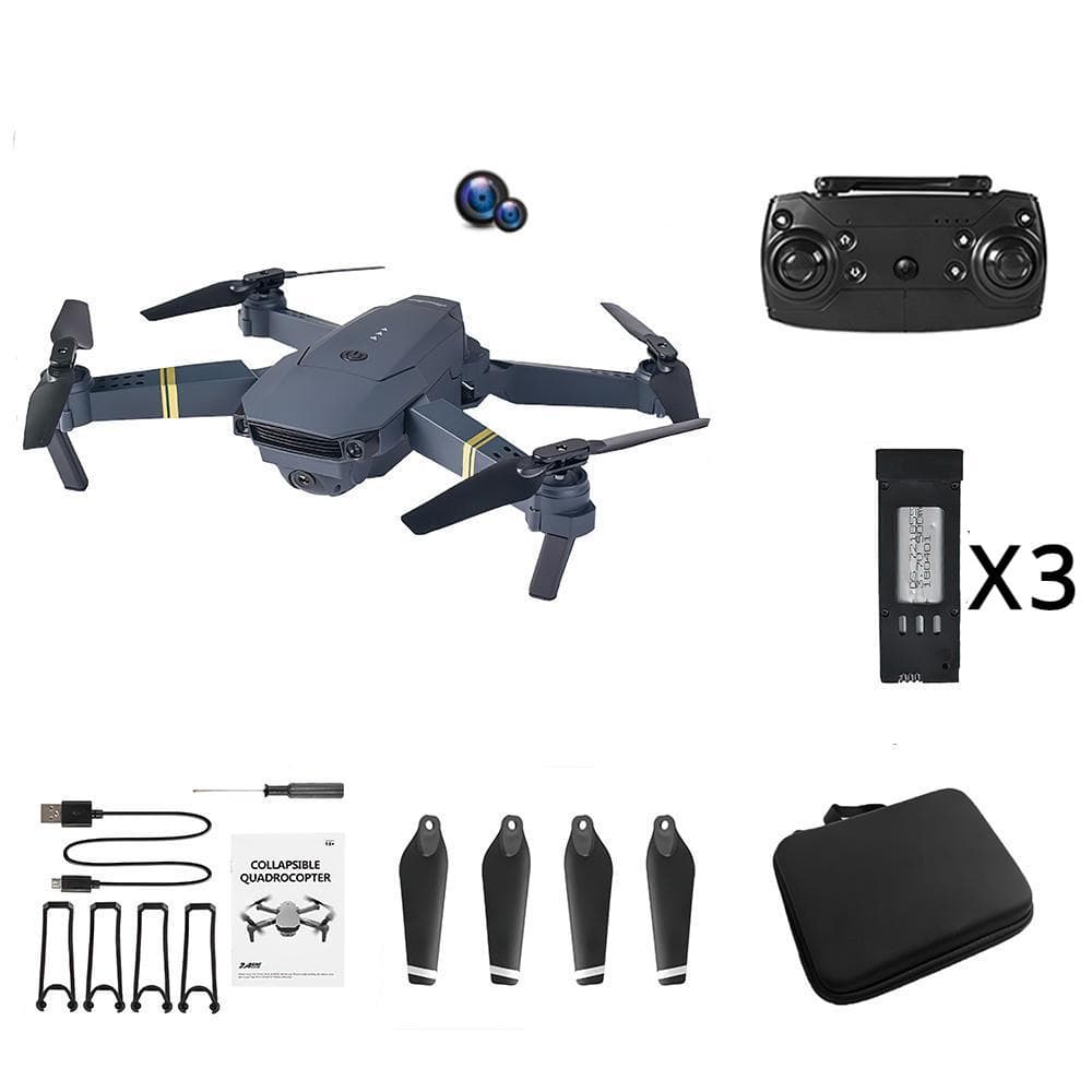 E58 Rc Drone Toy Dual Camera Optical Flow Positioning WiFi FPV Helicopter Quadcopter Foldable Aerial Selfie kids gift dual camera 3 battery black