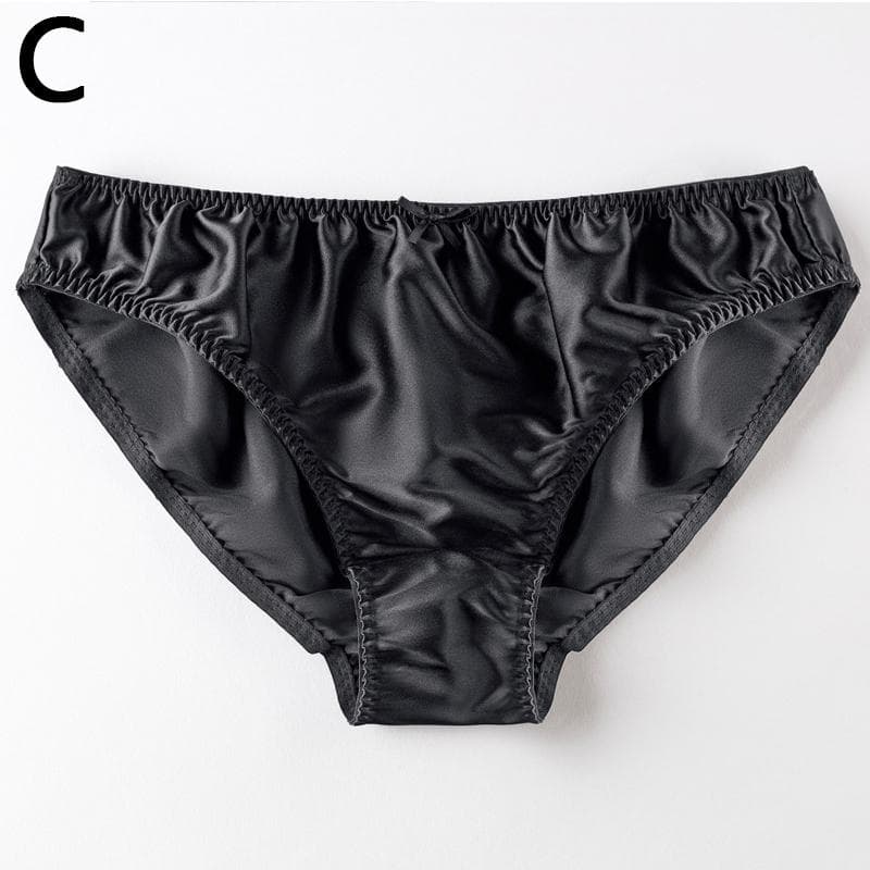Sexy Women Ladies Satin Silky Briefs Panties Lingerie Underwear Knickers Large Size L black