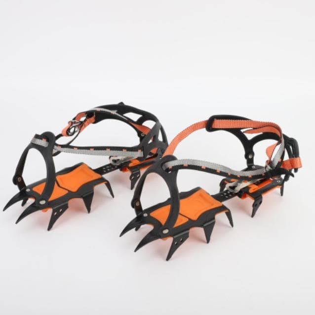 12 Tooth professional crampons outdoor rock climbing ice fishing snow skid shoe cover Pack of 1 orange