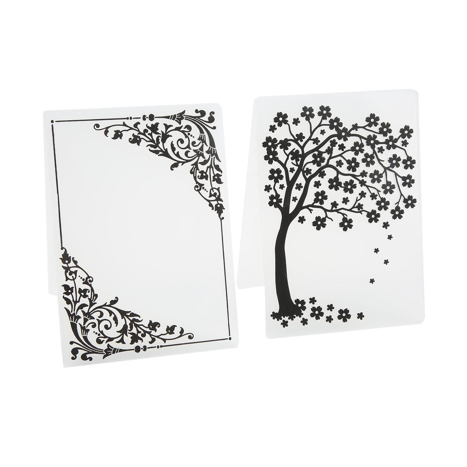 2pcs Embossing Folders Plastic Material Decorative Textures DIY Making Embossed Designs Templates