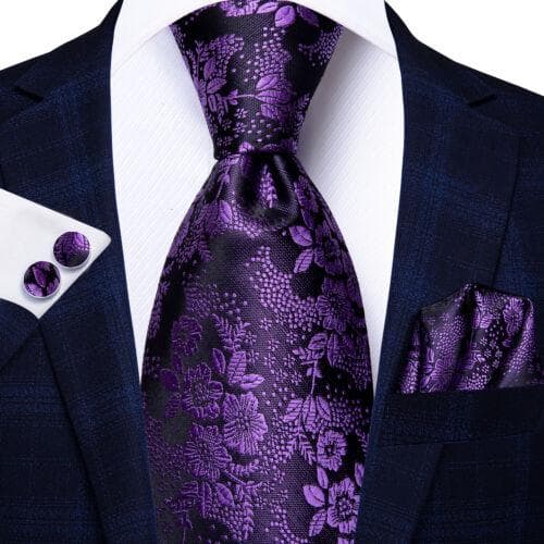Hi-Tie Mens Silk Necktie Set Striped Paisley Solid Tie Pocket Square Cufflinks N-3022