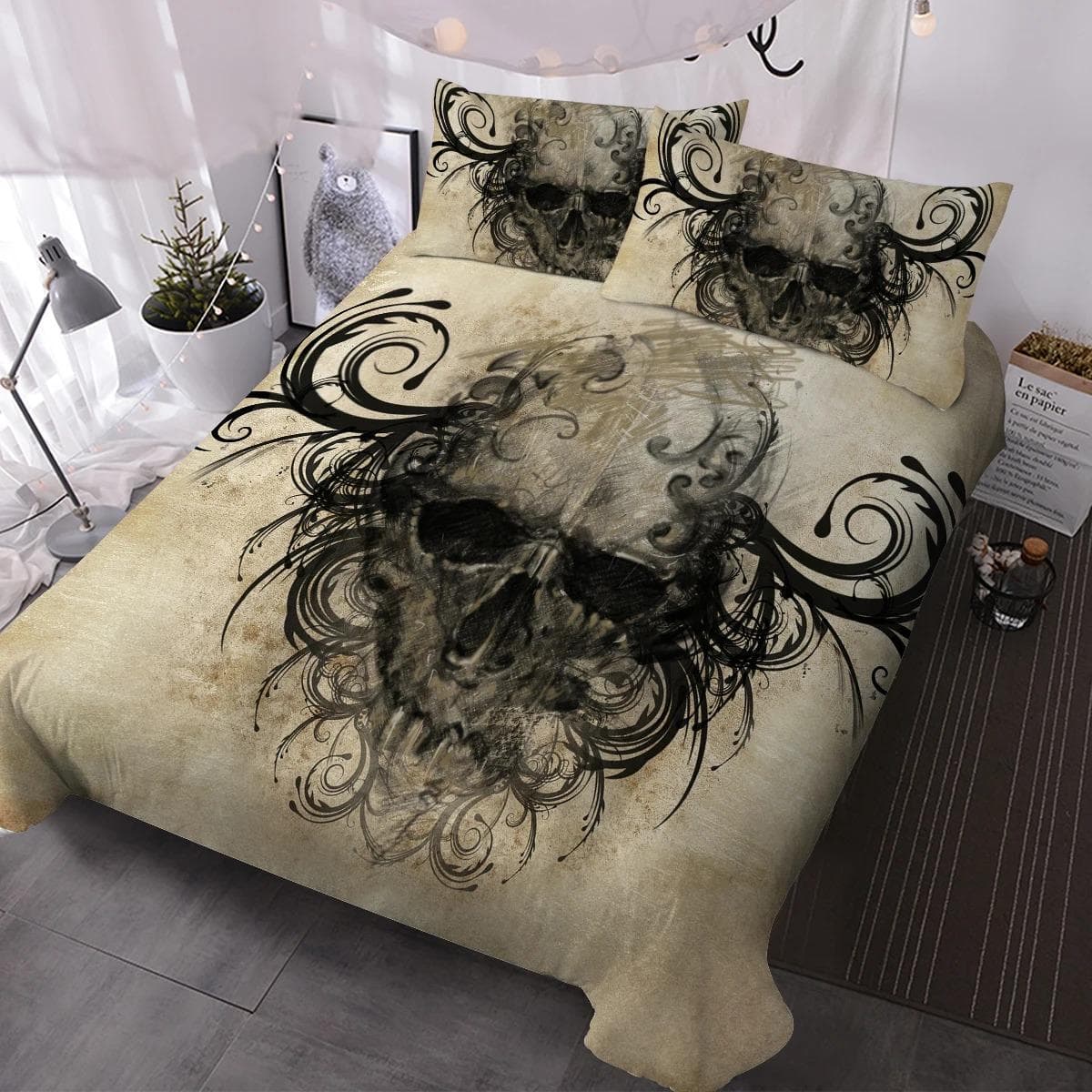 Hair Skull Bedding Sets With Duvet Cover 3 Pieces Bedspreads With 2 Pillow Shams EU single(135x200cm)