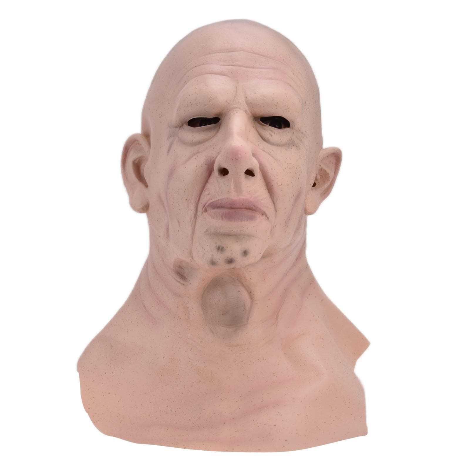 Realistic Bald Head Man Mask Latex Human Face Mask Funny Scary Halloween Costume Cosplay Props