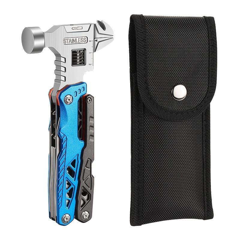 Multifunctional Wrench Hammer Outdoor Camping Folding Nail Hammer Pliers Emergency Car Combination All-in-one Tool Hammer blue