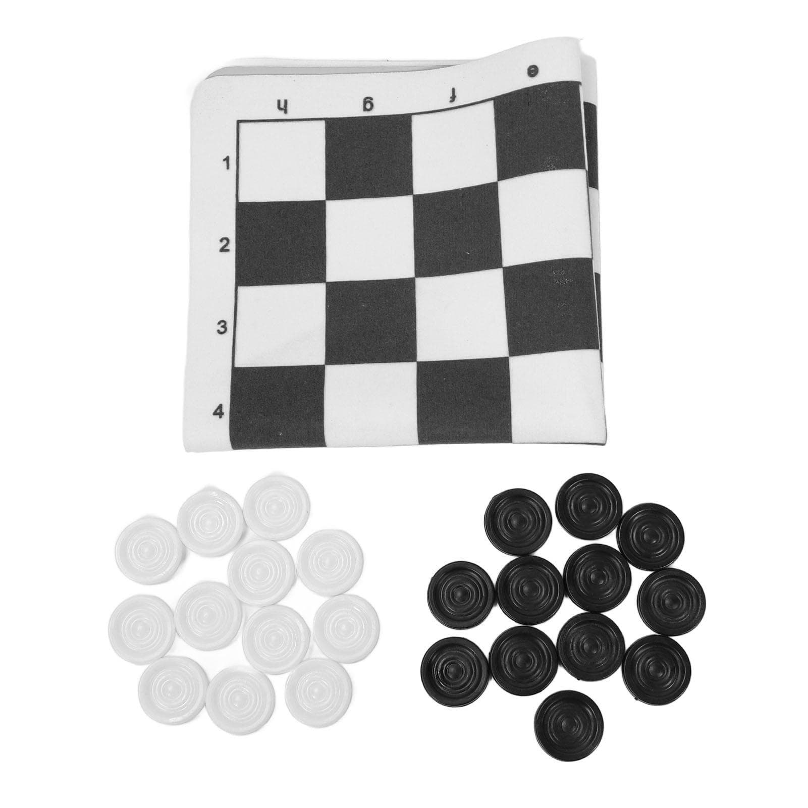 Checkers Set Educational Portable Foldable PU Leather Board Draughts Board Game for Children Adults