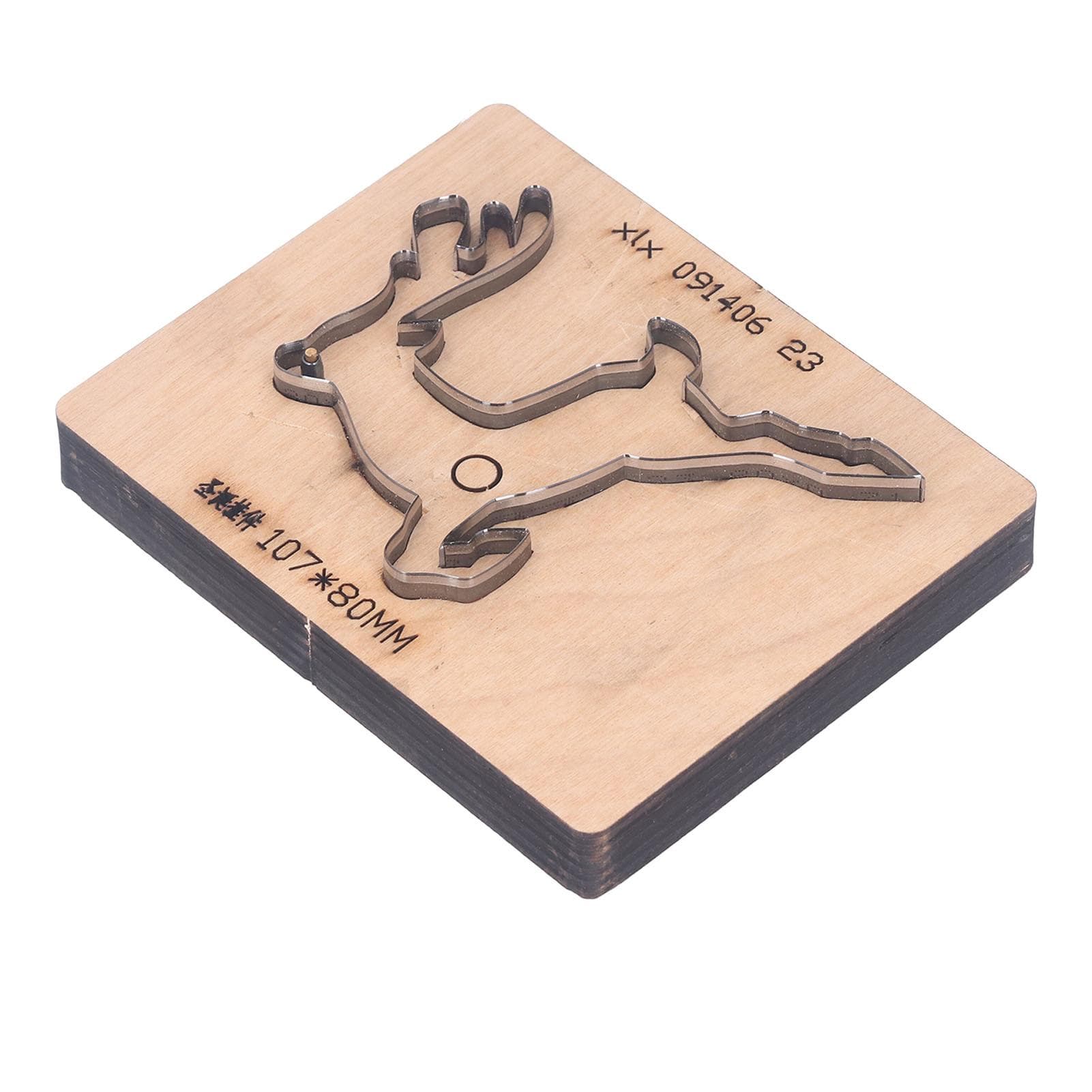 Cutting Die with Wooden Base Christmas Deer Pattern Leather Punching Cutter for DIY Handicraft