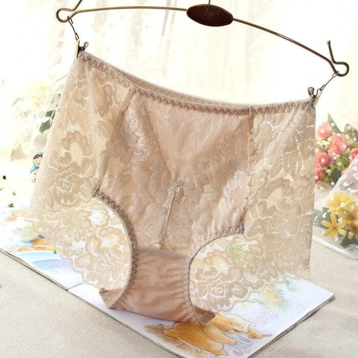 Ladies Sexy Mesh Panties High-waist Seamless Lace Underwear Briefs Transparent Silk Women Cotton Health Knickers Lingerie XXXL L&1pc khaki