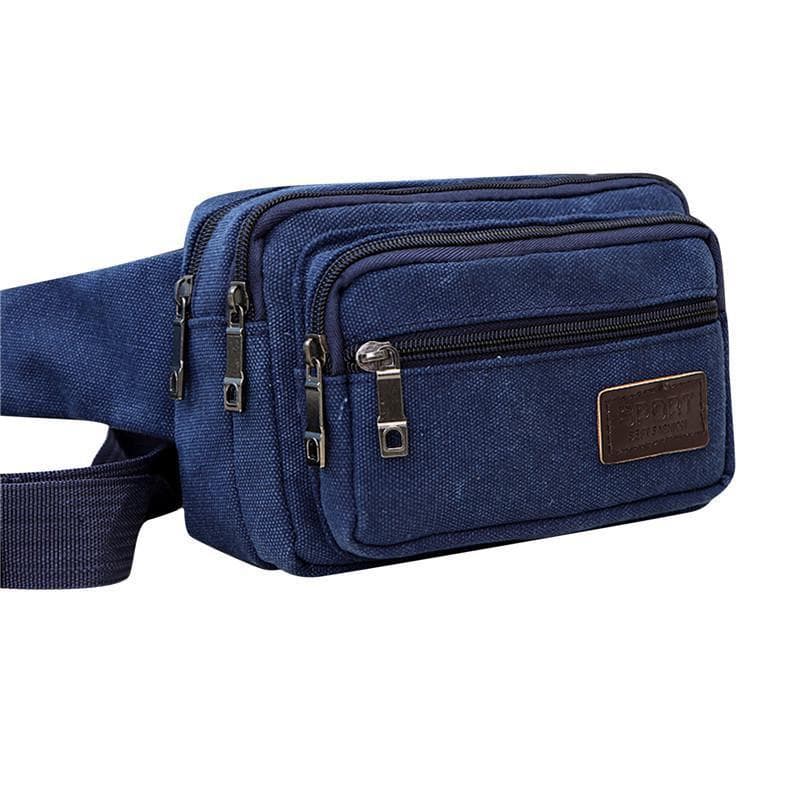 1Pc New Canvas Sport Waist Bag Runing Hiking Travel Pouch Fanny Pack blue