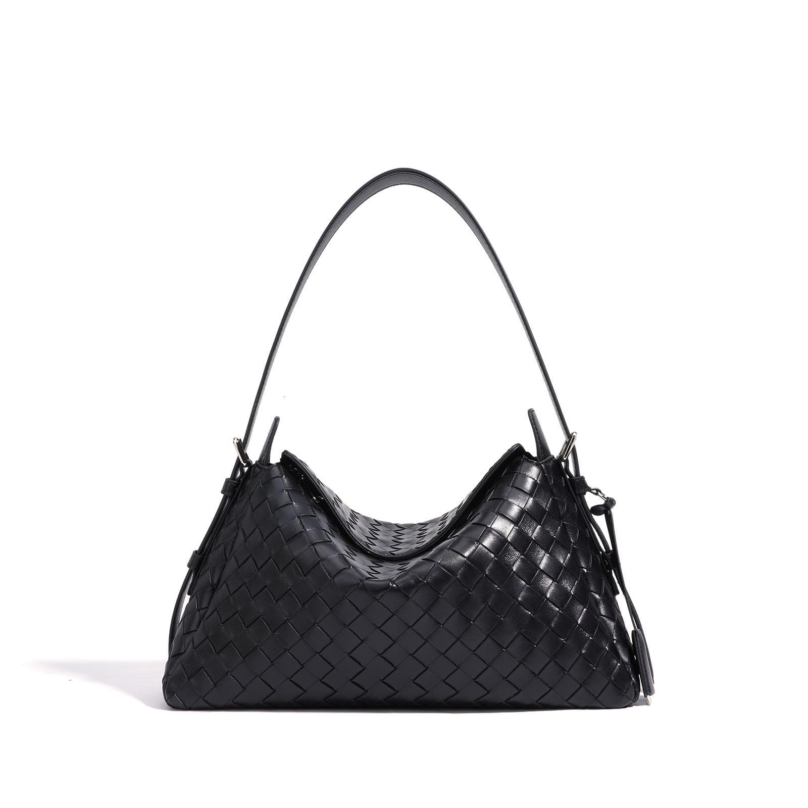 Shoulder Bag Niche Leather Diamond Crossbody Bag for Women High-end Fashion Leather Braided Handbag black