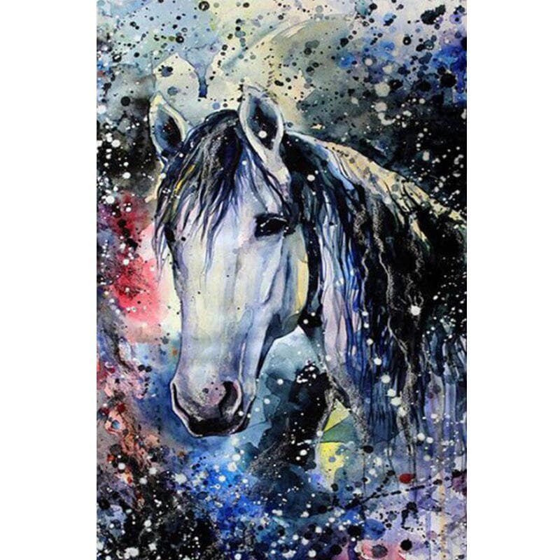Full Drill Round Stone Diamond Painting Embroidery Diamond Mosaic Animal Horse 20X30CM