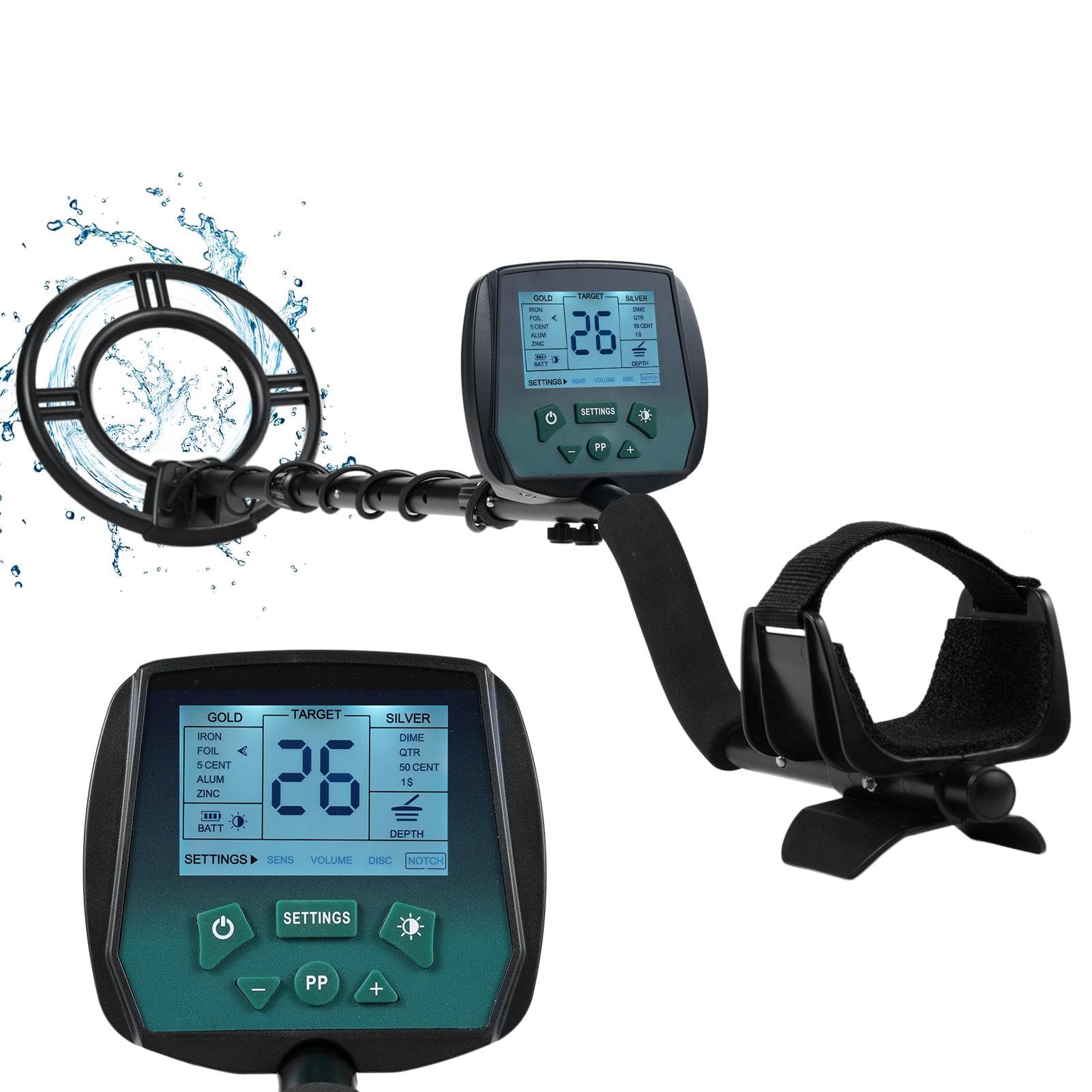Metal Detectors for Adults Waterproof Professional Higher Accuracy Gold Detector with LCD Display 4 Detector only green