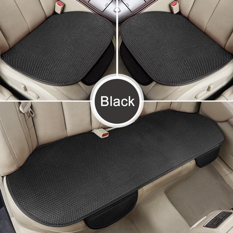 Car Cushion Winter Warmth and Summer Ice Silk Cushion Universal Icy Soft and Breathable Cars Seat Set 3pcs/set black