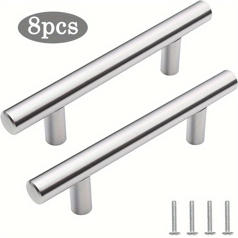 8pcs Cabinet Knobs,Stainless Steel Drawer Pulls,Outdoor Garage Door Handle Pulls for Cabinet,Dresser,Closet Furniture Fittings with Screws 8-Pack grey