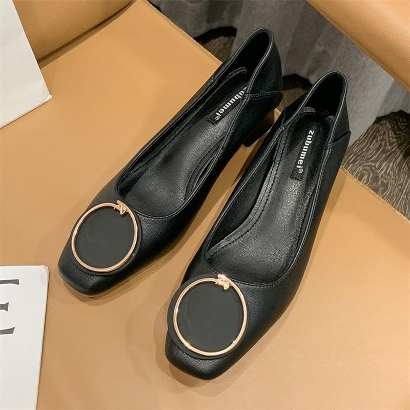 Block Heels Women's Autumn New Korean Version Two-wear Single Shoe Professional Work Shallow Women's Shoes 40