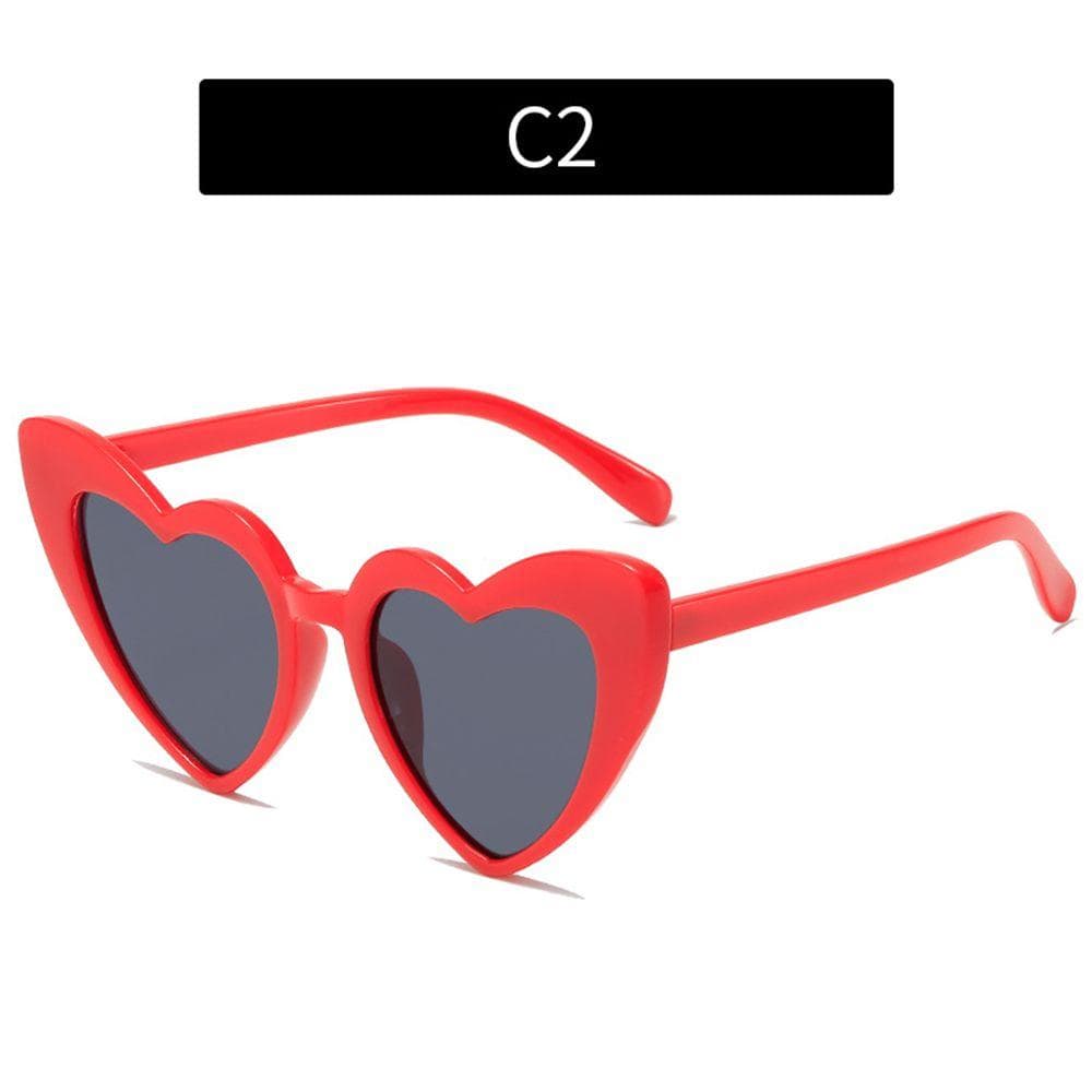 Fashion Pink Love Heart UV400 Sunglasses Women Vintage Big Frame Cat Eye Sun Glasses Sexy Goggle