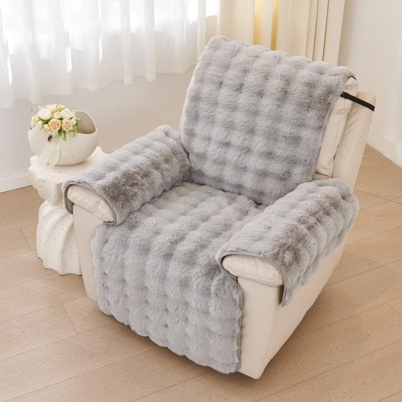 Winter Plush Anti-Slip Chivas Massage Chair Cushion - Solid Color, Thickened, One-Piece Armrest or Backrest 66*50cm light gray