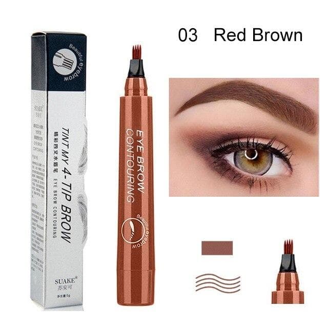 2PCS 5Colors 4Heads Waterproof Eyebrow Pencil Pen Tint Cosmetic Natural Long Lasting Eyeliner Eyebrow Tattoo Gray Brown Makeup XYZ 2pcs brown