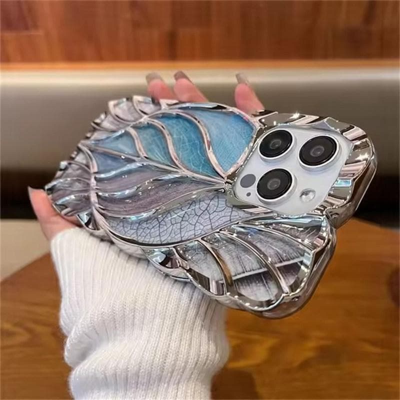 For iPhone 16 Pro Max Luxury Colour Tree Leaf Plating Frame Phone Case For iPhone 11 12 13 14 15 16 Pro Max Plus Soft Protective Cover iPhone 15 Pro silver