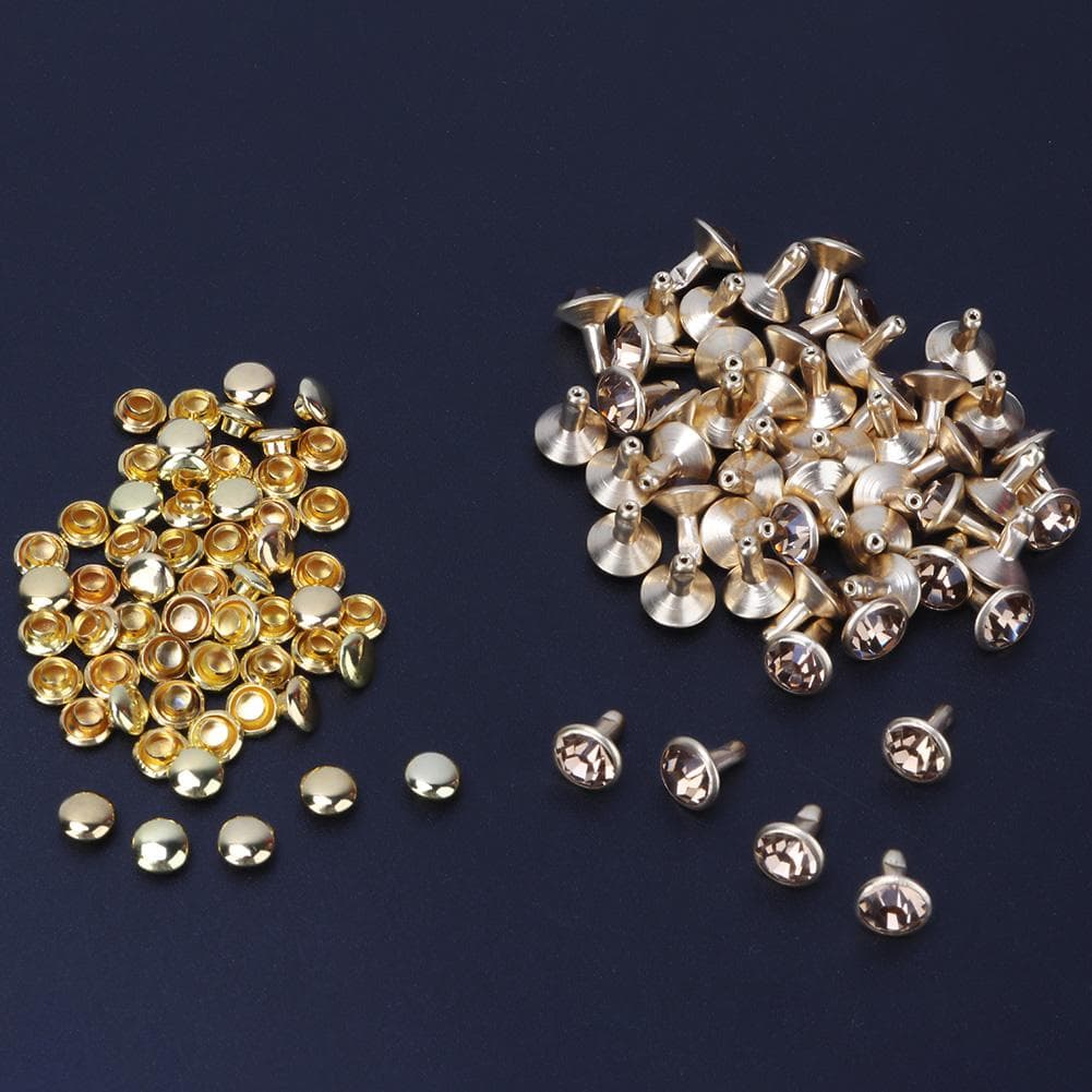50PC 8MM Crystal Rhinestone Decorative Rivets DIY Leather Shoes Clothing Studs (yellow Crystal)