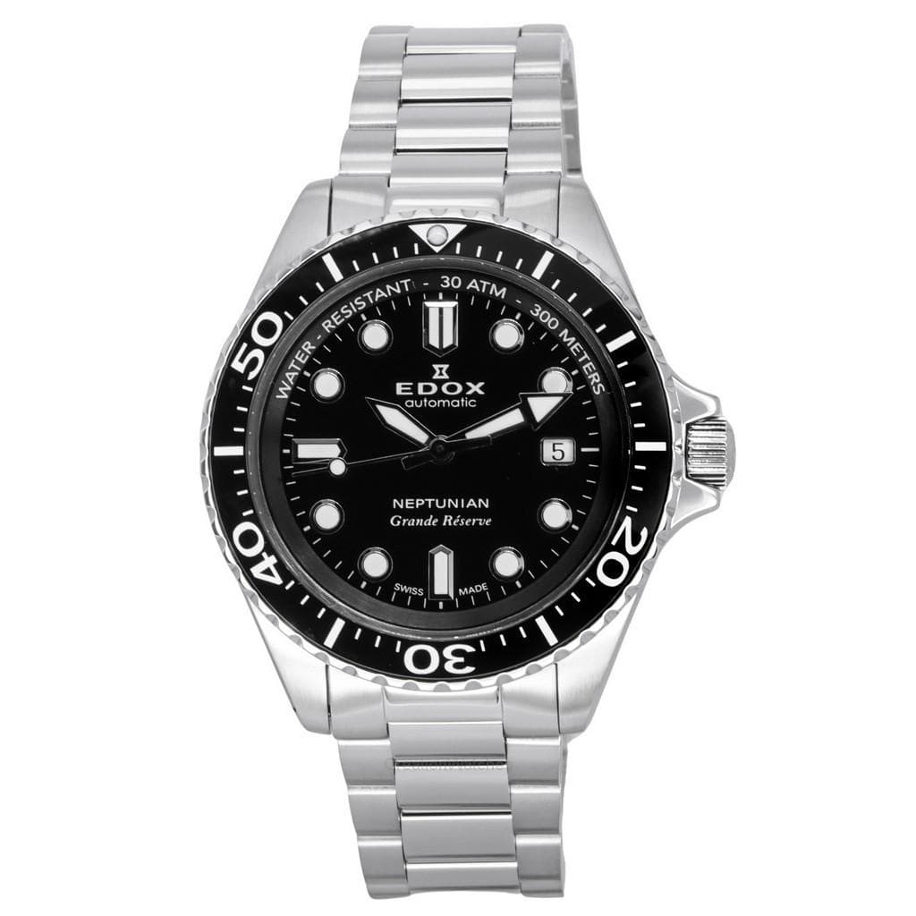 Edox Neptunian Grande Reserve Date Black Dial Automatic Diver's 808013NMNIN 300M Men's Watch black