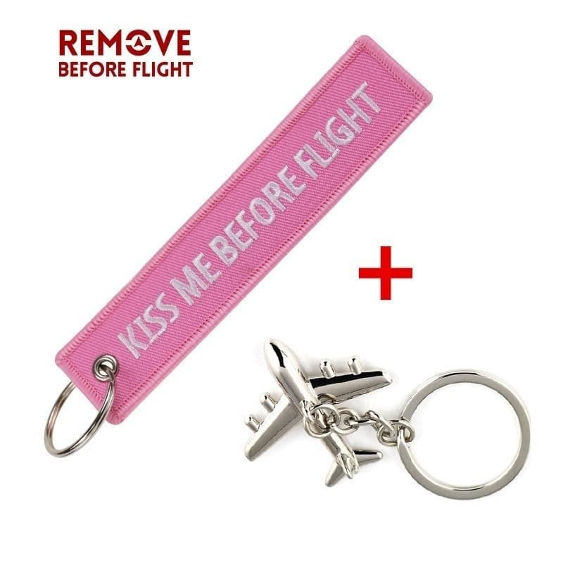 Remove Before Flight 2 In 1 Embroidery Keyring Chains with Aircraft Model Metal Gift Flight Keychains style 2