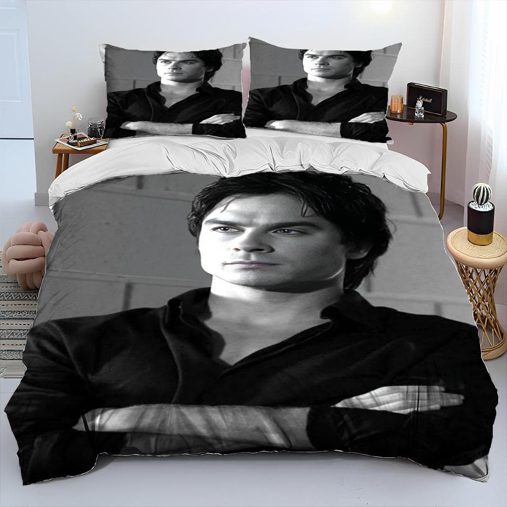 New Movie The Vampire Diaries Bedding Set Single Twin Full Queen King Size Bed Set Adult Kid Bedroom Duvetcover Set Home Textile EU Twin 135x200cm