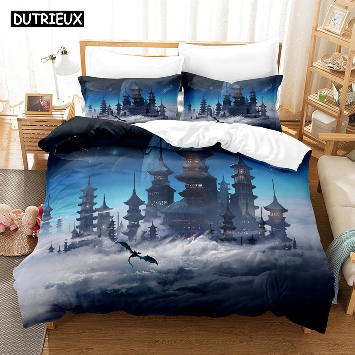 3D Printed Clear Science Fiction Universe Bedding Set Down Quilt Cover With Pillowcase Double Complete Queen King Bedding EU single(135x200cm)