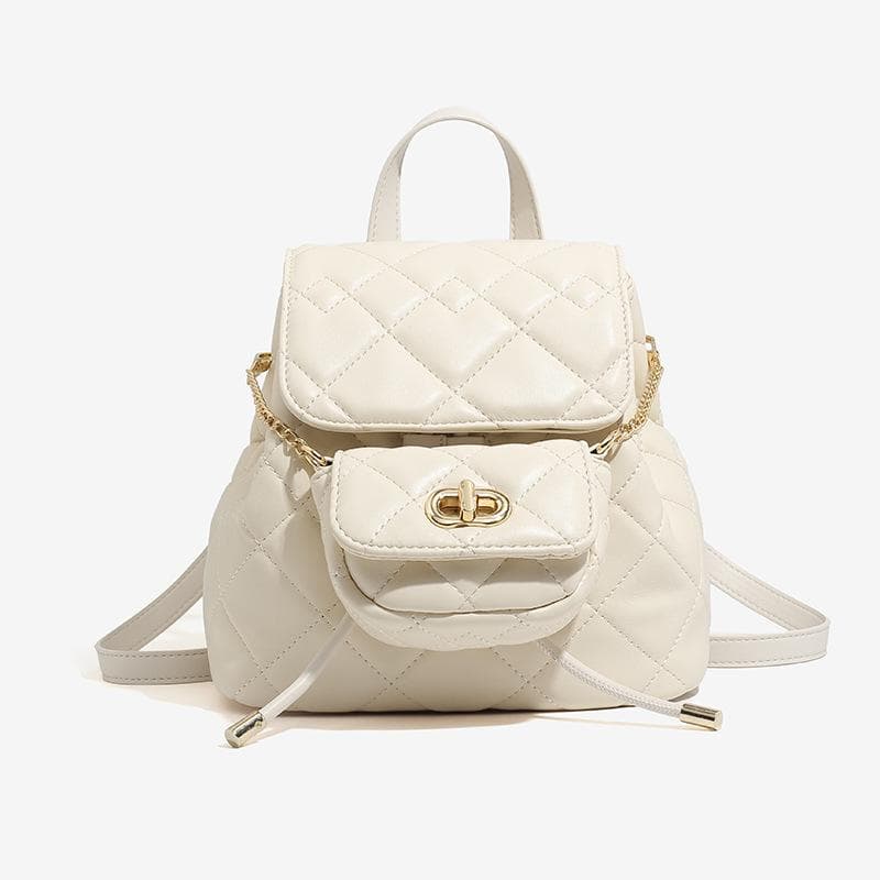Fashion Women's Bag Small Fragrant Wind Ringer Backpack Female Summer Niche Design Senior Sense Chain Backpack white