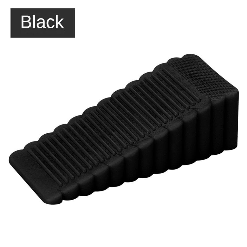 Silicone Door Block Plugs Non-slip Shock Absorbent Blocks Fixing Rubber Wedge Door Plugs Home Office Door Anti-collision Block Black 2.7CM