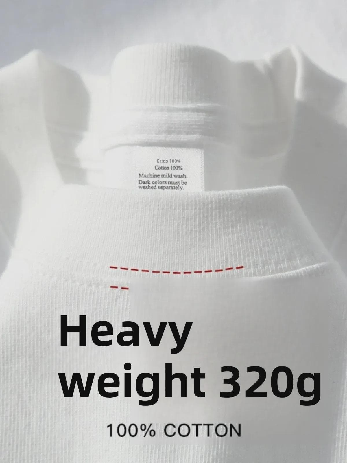 320g Heavyweight White Cotton Short-Sleeve T-Shirt for Men and Women - Thick, Non-Transparent, Loose Fit, Perfect for Summer. M [110-130 jin]