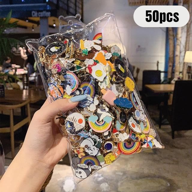 10/20/30/40/50pcs Badges Cute Personalized Badge Fashion Pins Accessories For Cartoon Clothes Bag Metal Pins Set 50PCS