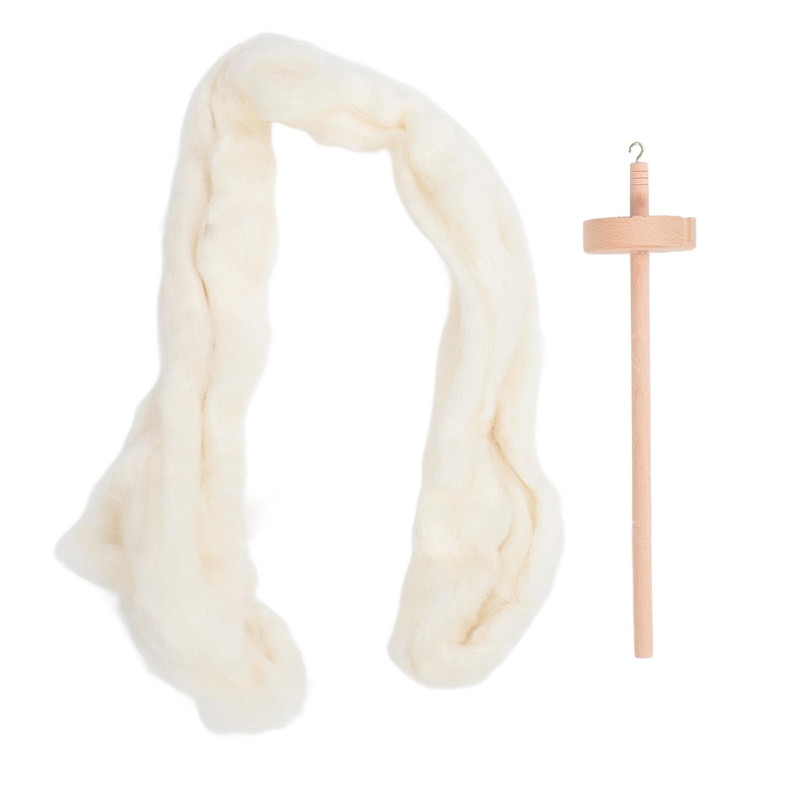 Wooden Drop Spindle Professional DIY Yarn Spinning Kit with Wool Top for Beginners for Sewing