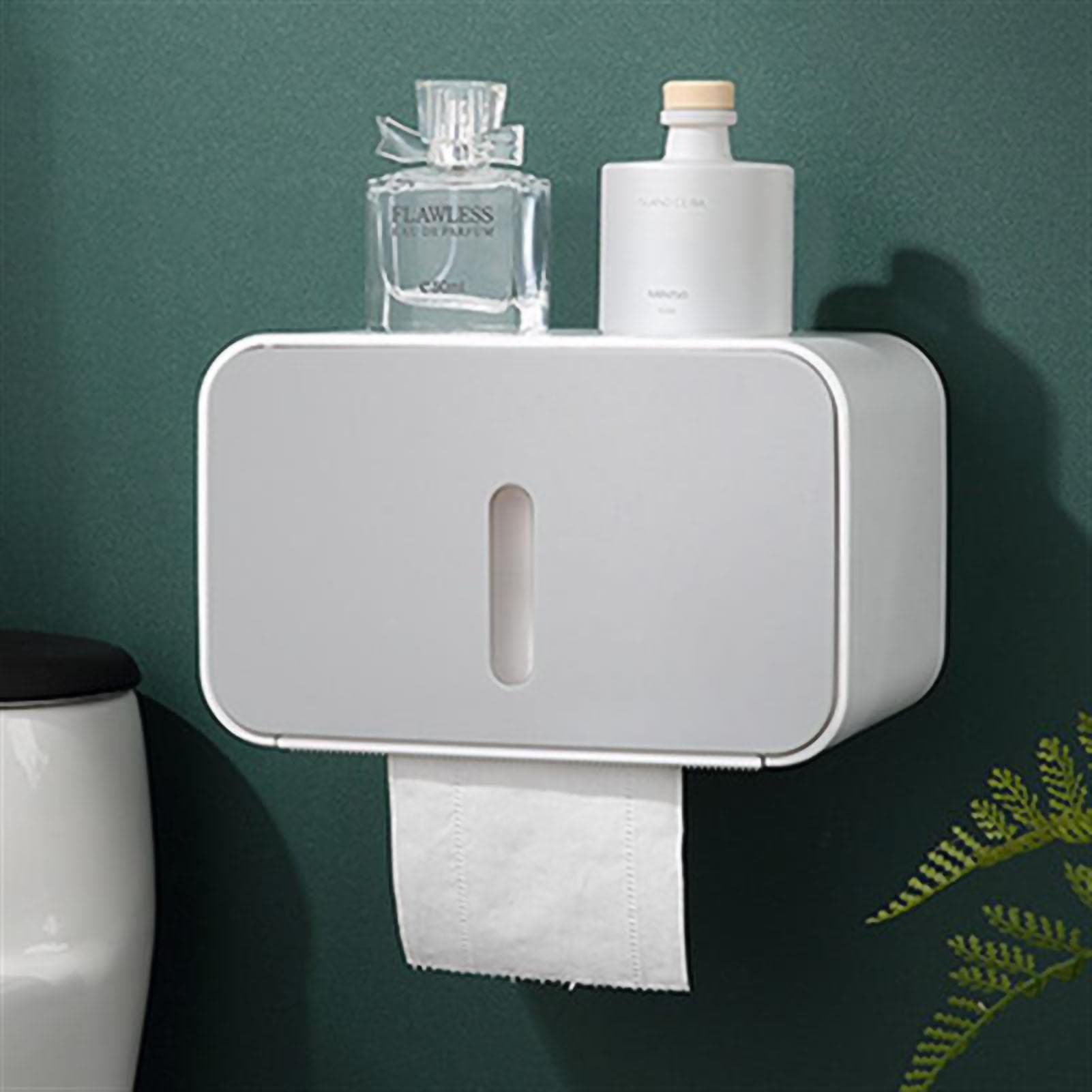 Wall Mounted Toilet Paper Holder PS ABS Waterproof Roll Paper Tissue Storage Box Bathroom grey