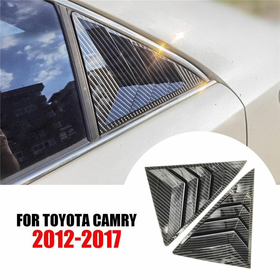 2x Carbon Fiber Look Rear Window Quarter Louver Cover For Toyota Camry 2012-2017
