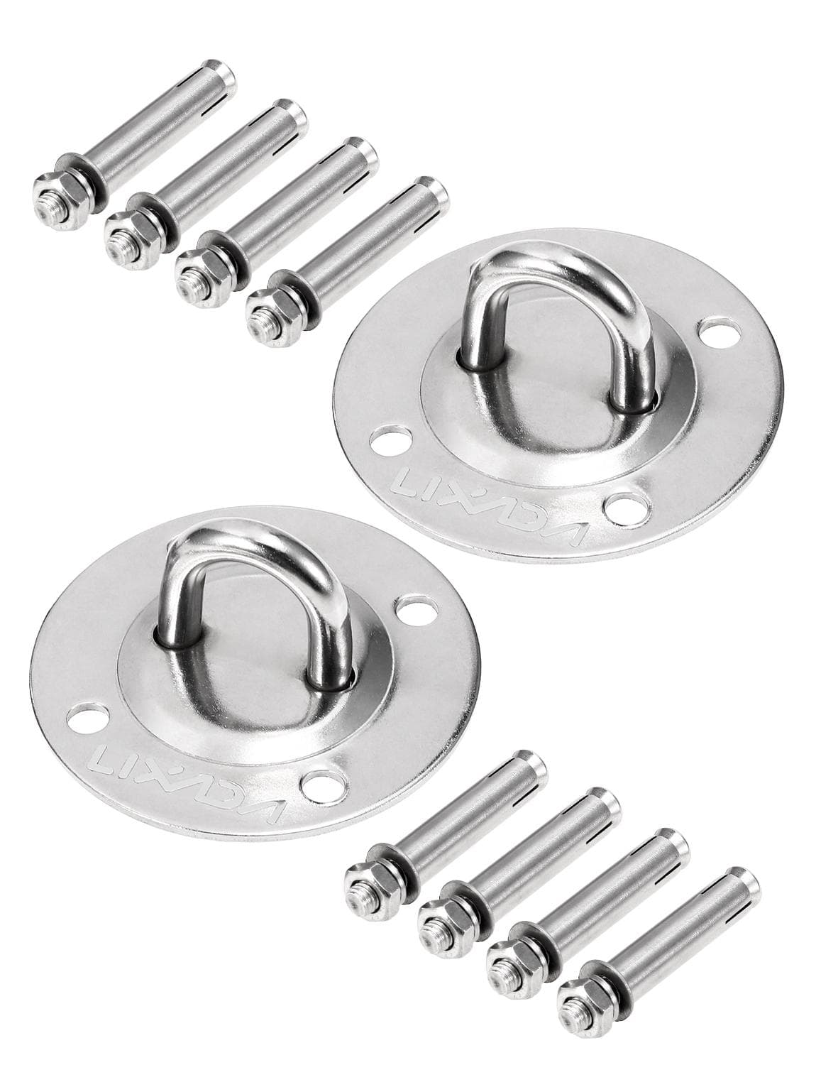 Lixada Ceiling Wall Mount 2Pcs Heavy Duty Stainless Steel Anchor Ceiling Hook Hanger Sets for silver