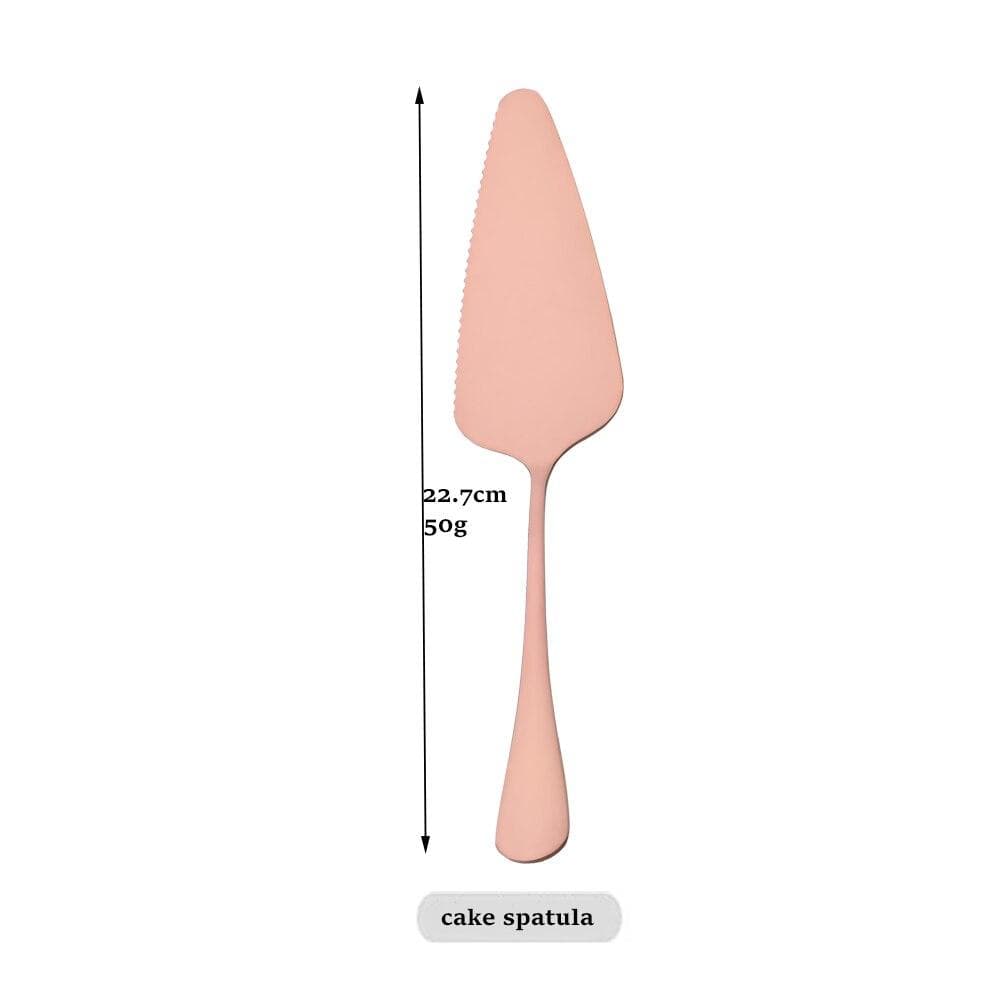 1pcs JANKNG Service Rose Gold Dinnerware Stainless Steel Cutlery Set Soup Spoon Flatware Salad Fork Cake Shovel Set Kitchen Tableware Set Cake Spatula