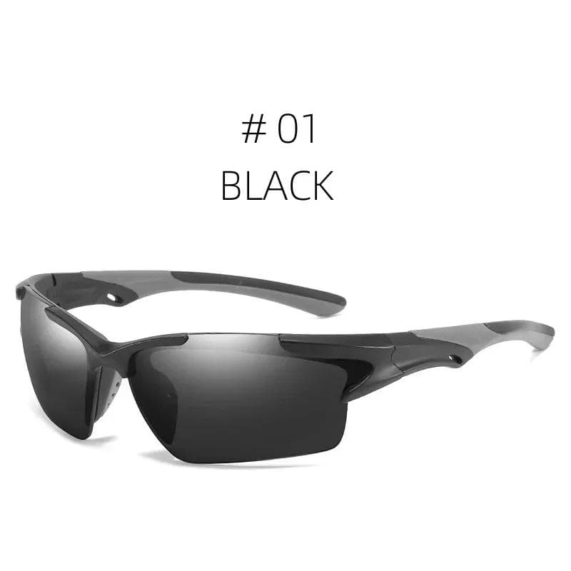 Unisex UV400 Cycling Sunglasses Men Women Mirror Red Lens Black Frame Sports Goggles Bicycle Riding Sun Glasses