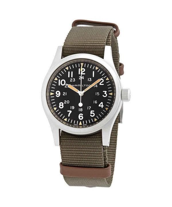 Hamilton Khaki Field Green Nylon Strap Black Dial Mechanical H69439931 Men's Watch black