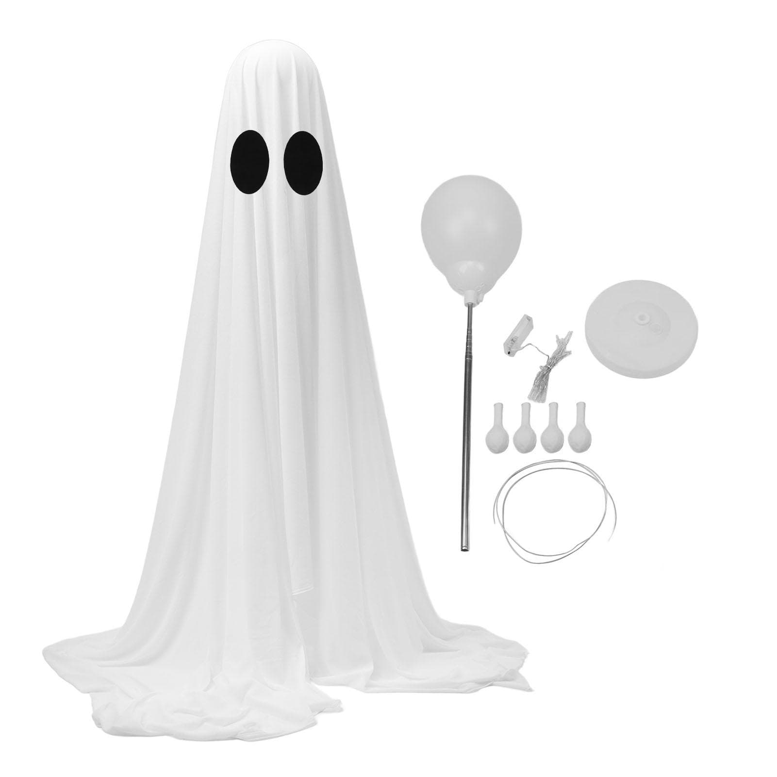 Light Up Ghost DIY Spooky Standing White Cloth Ghost with String Lights Balloons for Holiday Party