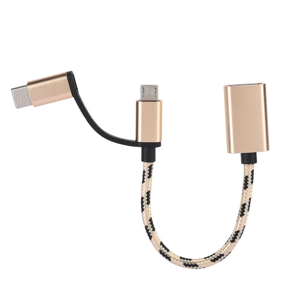 2Pcs Type C 2 In-1 OTG Transfer Wiring Adapter Electronic Transfer Connector USB3.0(Gold ) gold