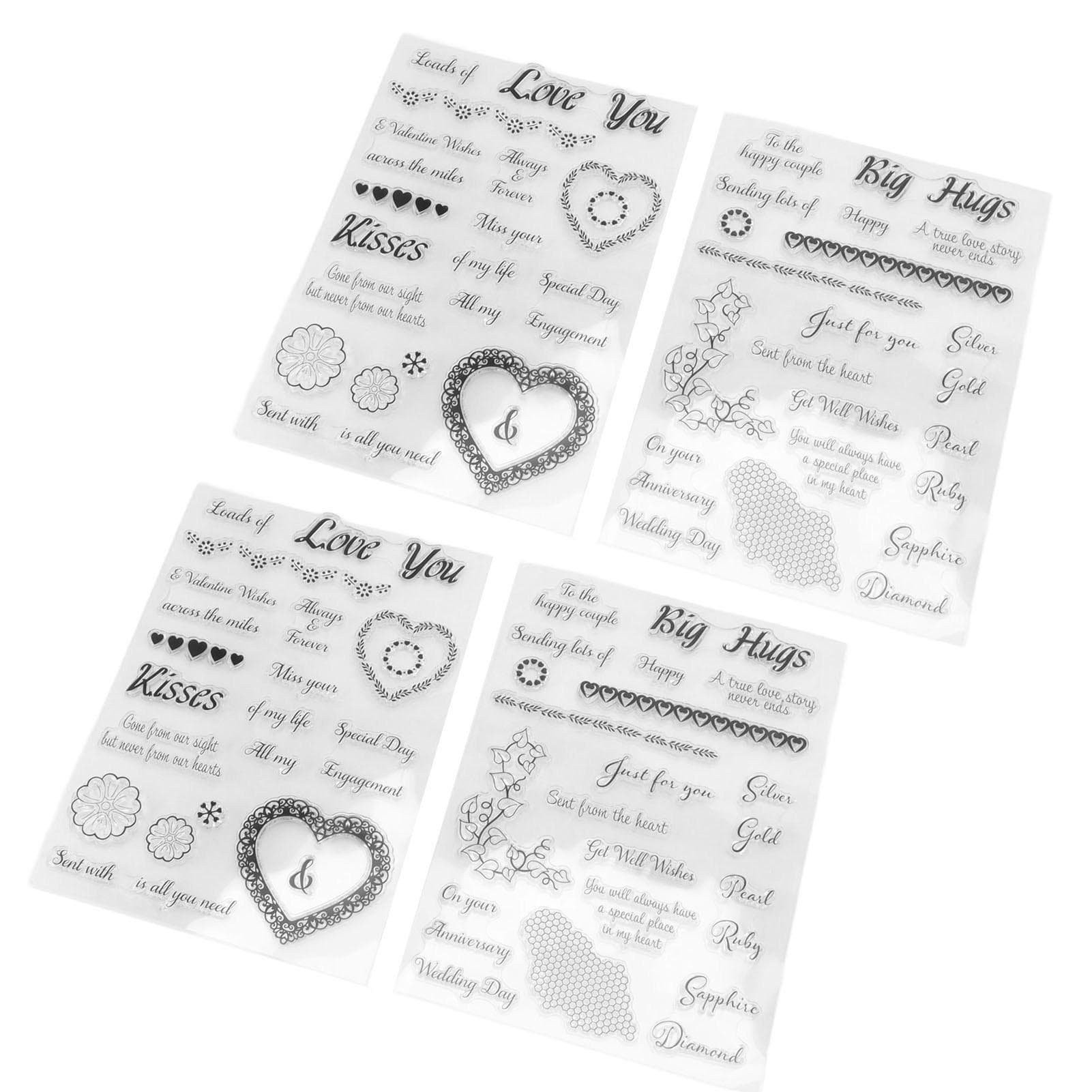 4Pcs Clear Stamp Romantic Style Clear Safe Reusable TPR Wide Application Transparent Stamp for